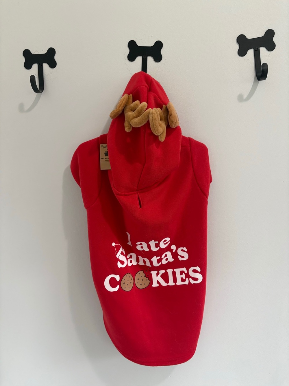 Holiday Red 'I Ate Santa's Cookies' Dog Hoodie